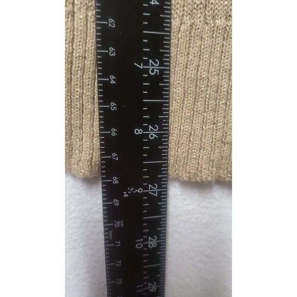 Laura Scott Gold Shimmer M Cable Knit Button Front Cardigan Sweater Womens XL - Picture 6 of 6